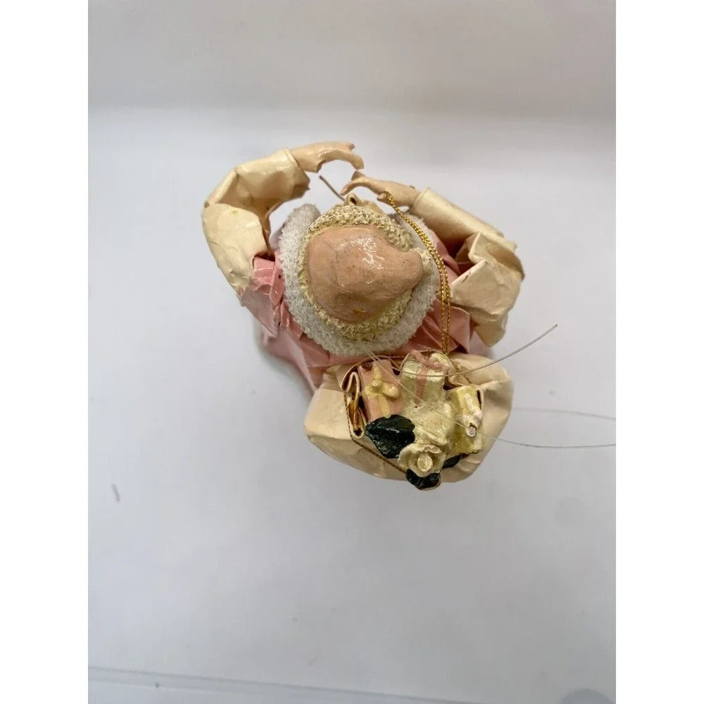 Vintage Paper Mache Santa Pink Tree Topper